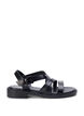 Leren zomersandalen met een brede pasvorm, Black, Packshot image number 0