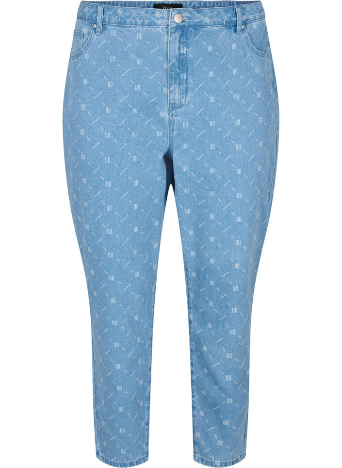 Mille mom fit jeans met print, Light blue denim, Packshot image number 0