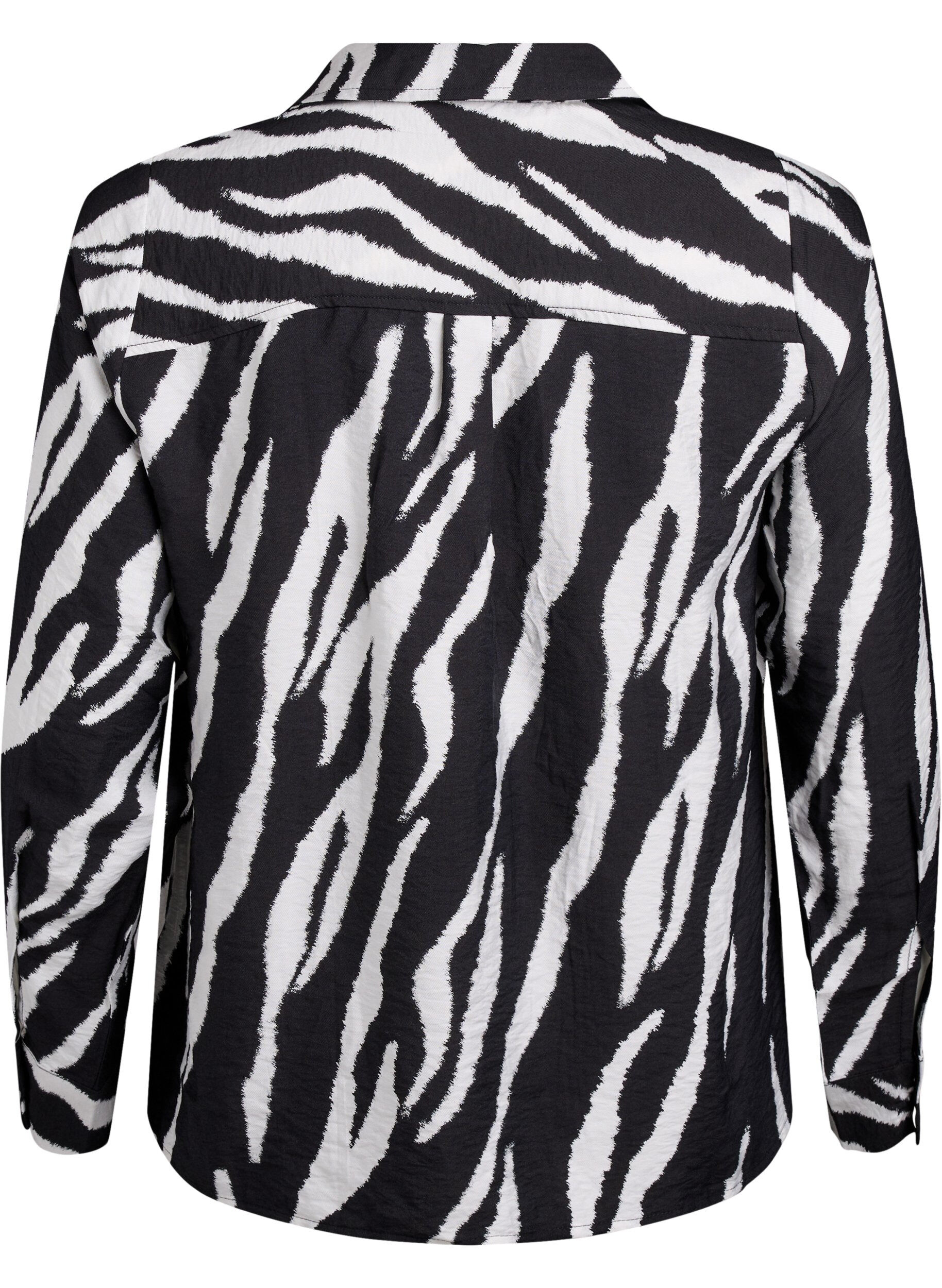 Zizzi Zebraprint overhemd, Zwart, Packshot image number 1