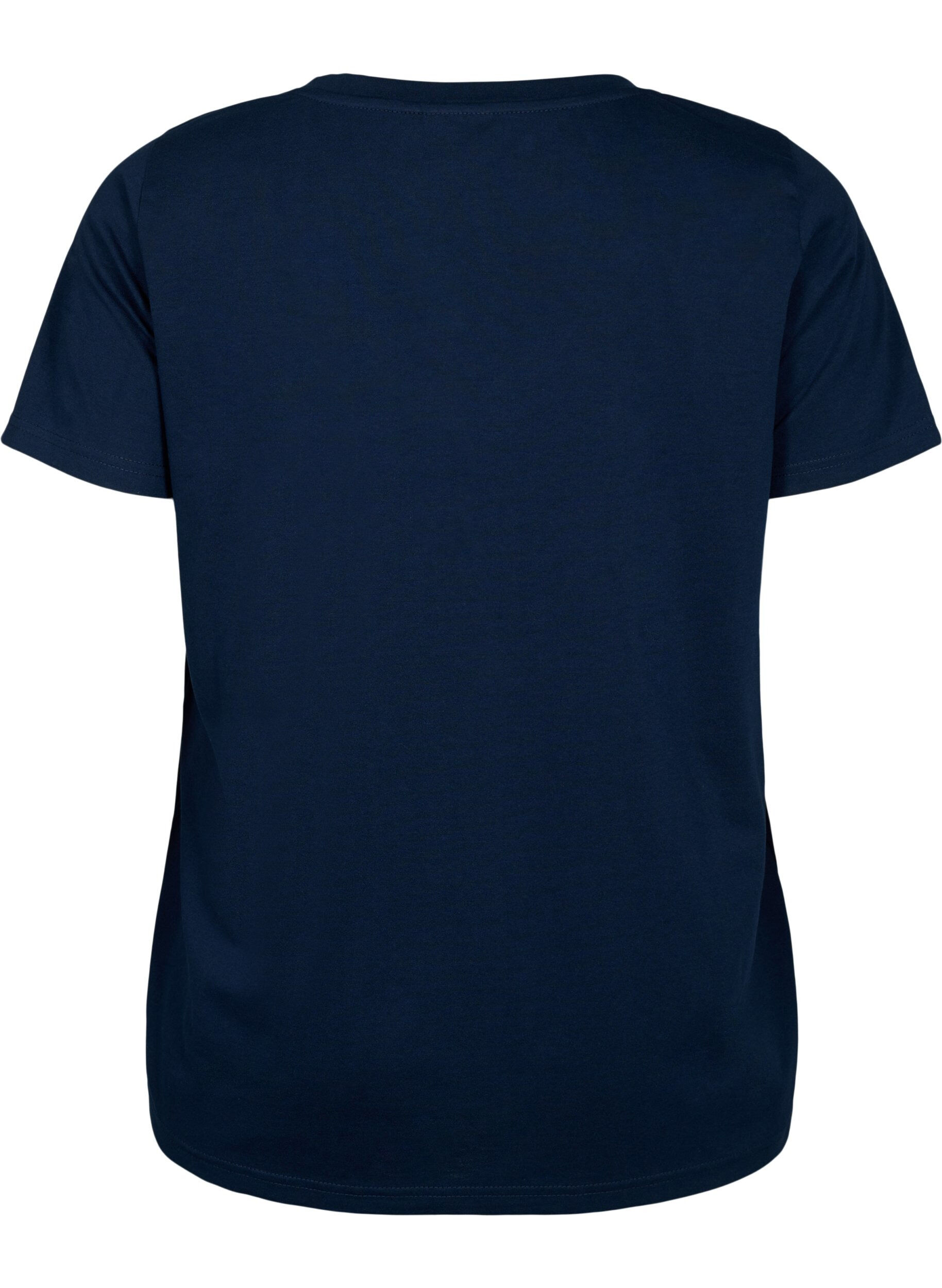 Zizzi T-shirt met korte mouwen en v-hals, Blauw, Packshot image number 1