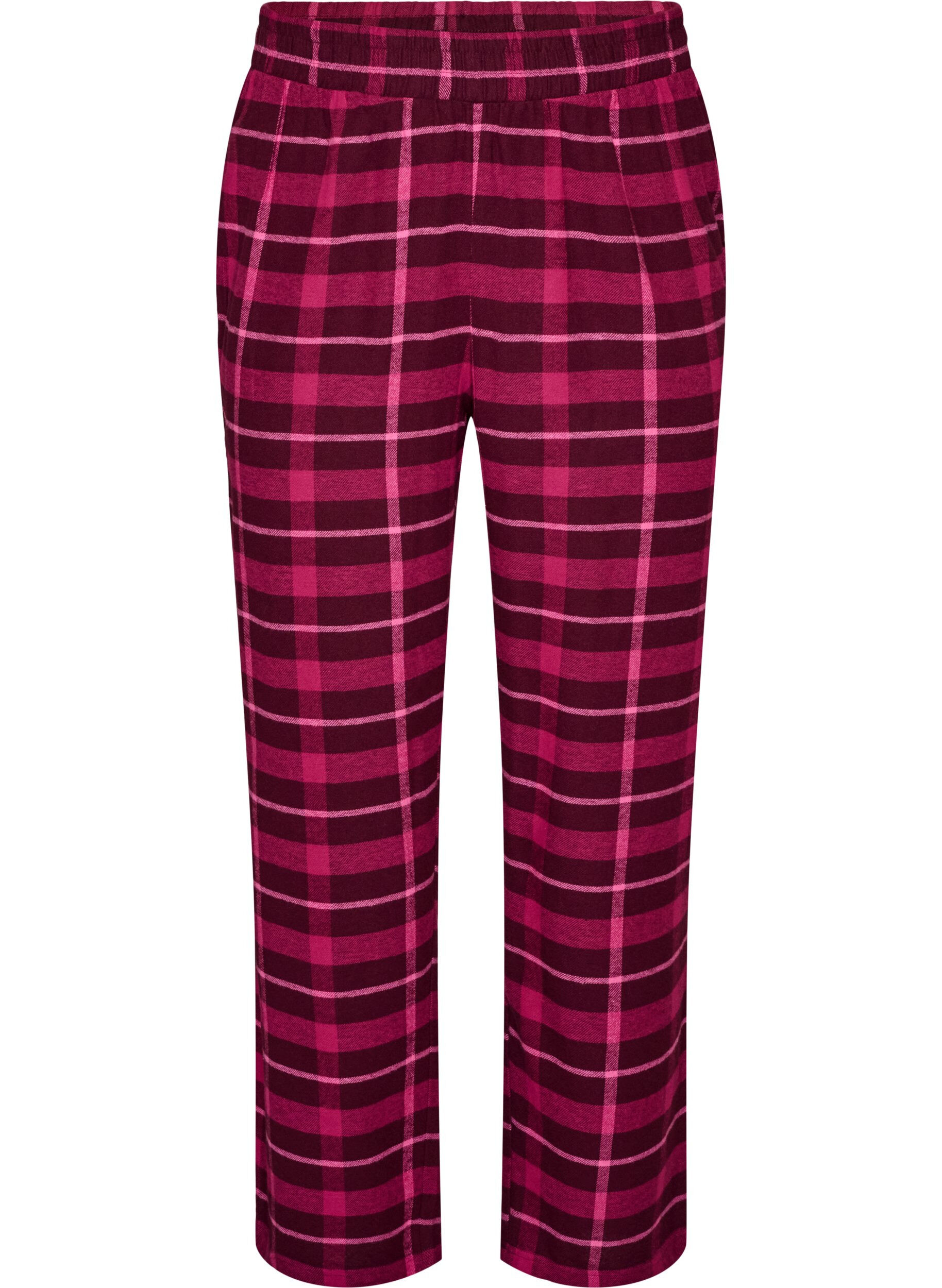 ZizziGeruite katoenen pyjamabroek, Rood, Packshot image number 0
