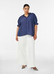 Blouse in een gekreukelde viscosemix met een V-hals, Blauw, Model image number 1