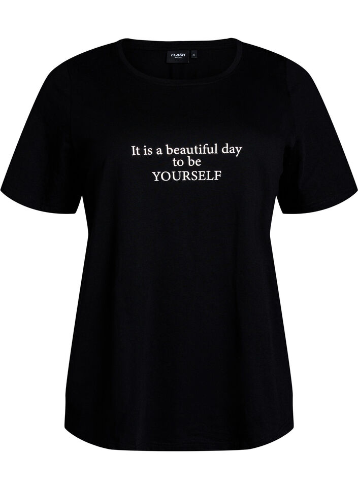 T-shirt met print, Zwart, Packshot image number 0