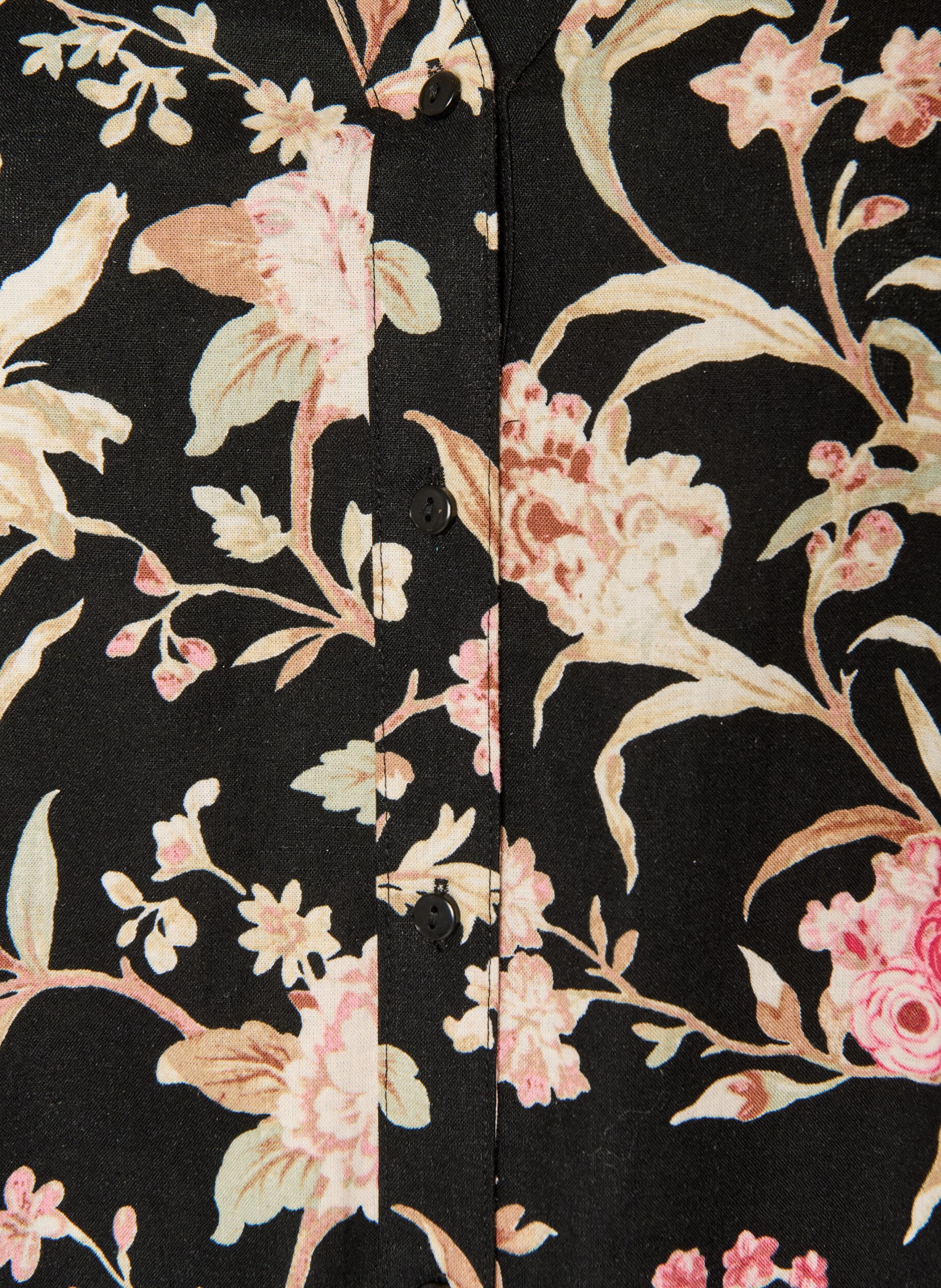 ZizziLang shirt in linnen en viscose, Zwart, Packshot image number 2