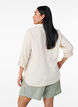 Linnen en viscose shirt met 3/4 mouwen, Beige, Model image number 2