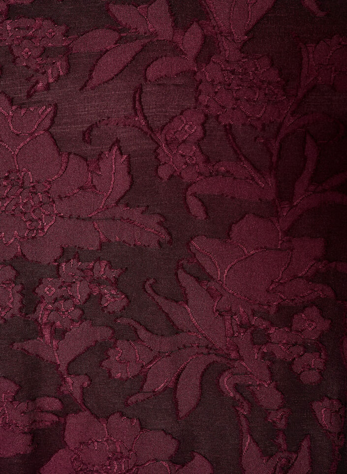 Jurk met bloemenstructuur en volantzoom, Rood, Packshot image number 2