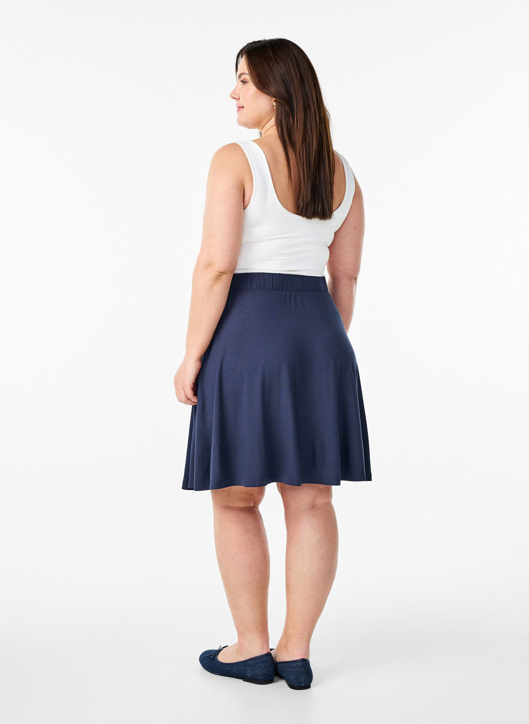 Zizzi Losse rok van viscose, Blauw, Model image number 2