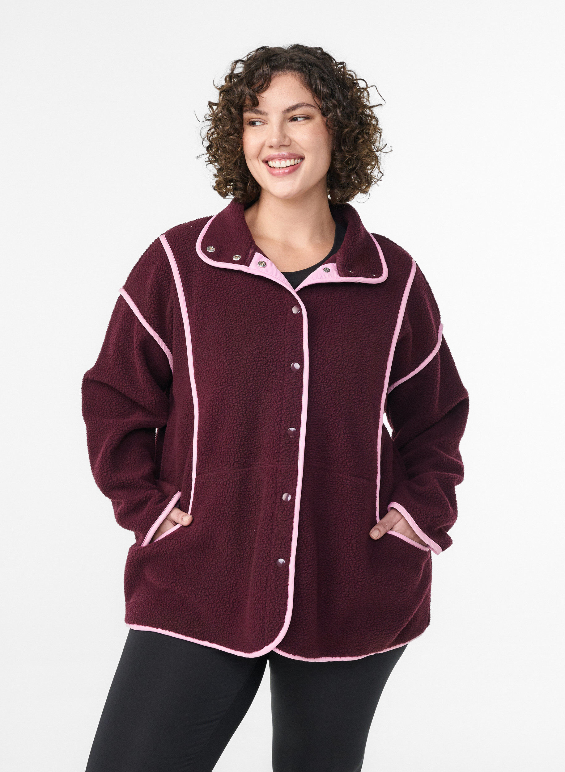 Teddy-jack met contrastdetails, Rood, Model