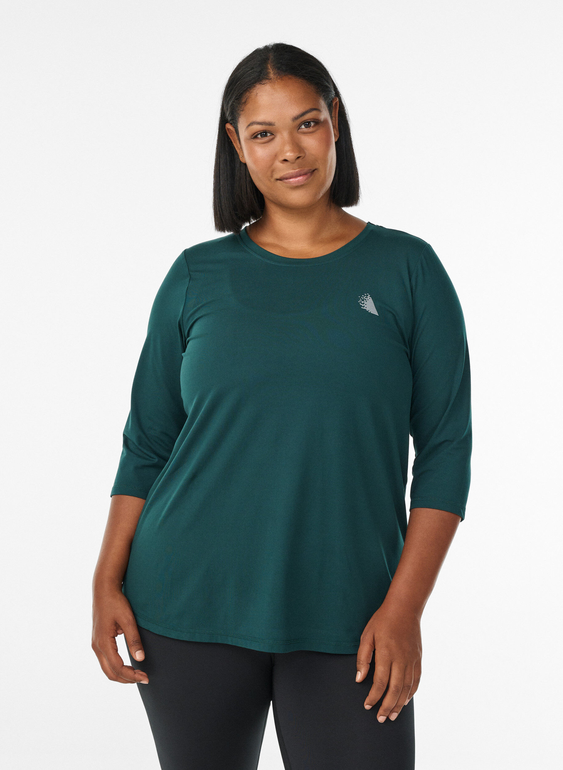 Zizzi Training blouse met 3/4 mouwen, Groen, Model image number 0