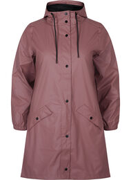 Regenjas met capuchon en knoopsluiting, Rose Taupe