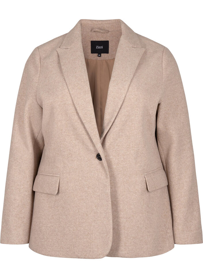 Gemêleerde blazer met split, Pumice Stone Mel., Packshot image number 0