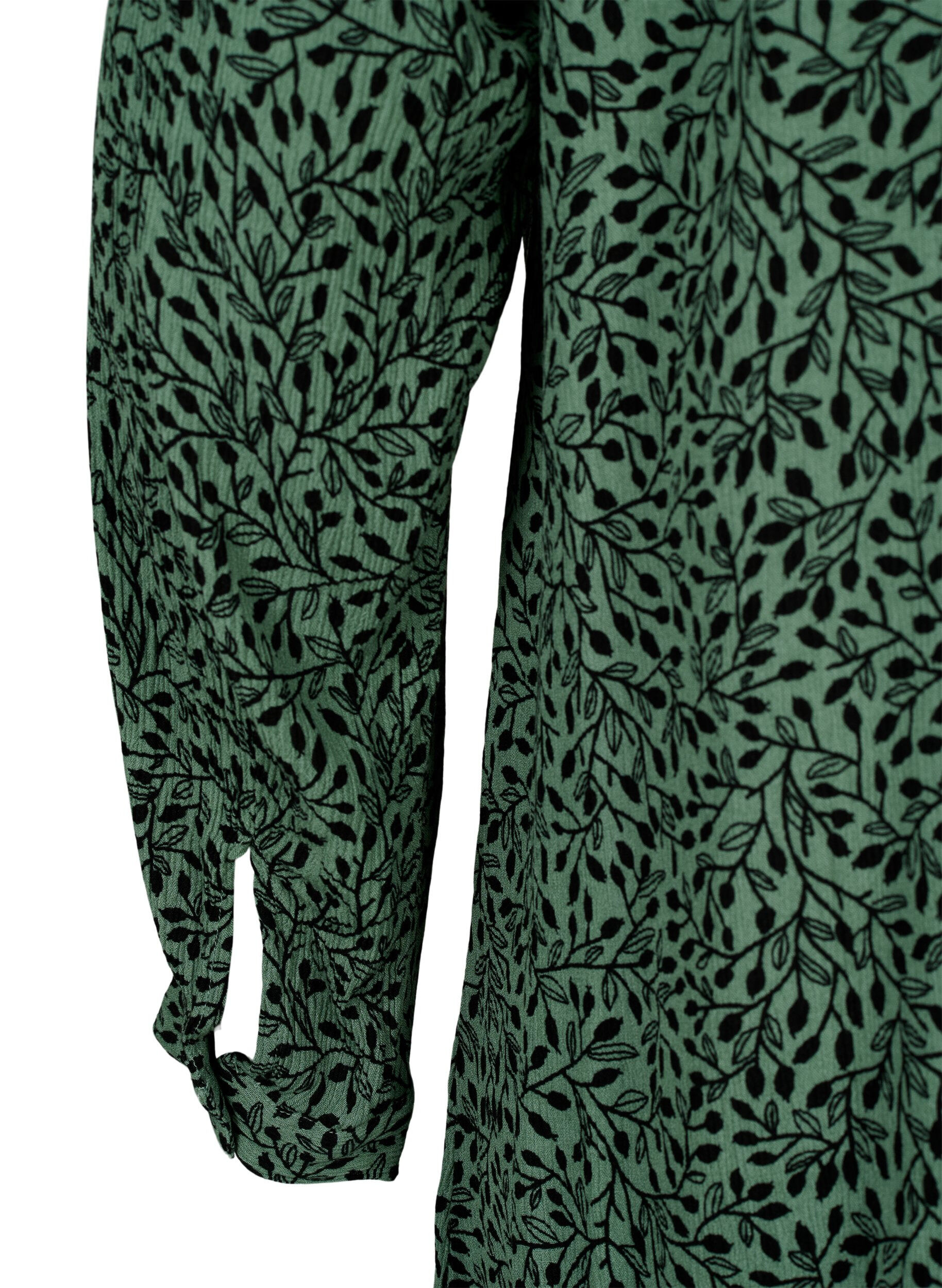 Zizzi Lang viscose shirt met print, Green AOP, Packshot image number 3