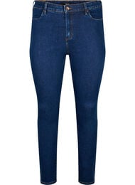 Amy jeans met een hoge taille en super slanke pasvorm, Dark blue