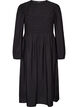 Midi-jurk van viscose met smockwerk, Zwart, Packshot image number 0