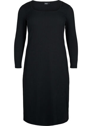 Nauw aansluitende jurk met lange mouwen en een split, Black, Packshot image number 0