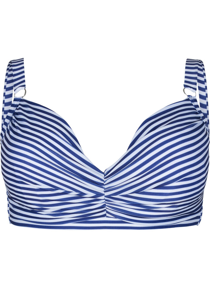Bikini beha met opdruk en beugel, Blue Striped, Packshot image number 0