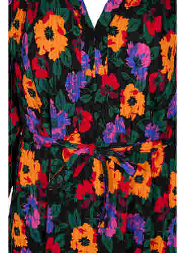Florale midi-jurk met koordje, Multi Flower AOP, Packshot image number 2