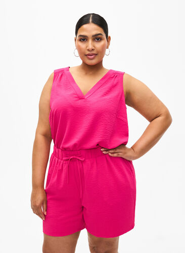 Korte broek met zakken en elastische tailleband, Pink Peacock, Model image number 0