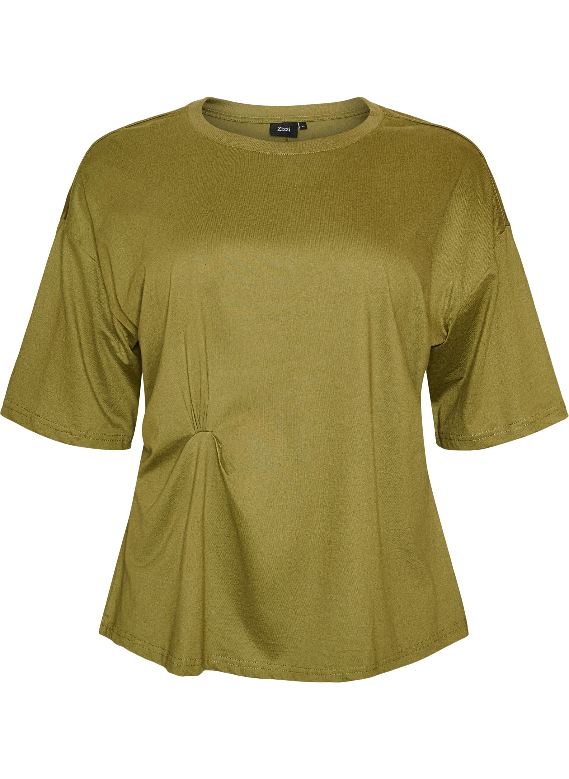 ZizziT-shirt met gedrapeerd detail, Groen, Packshot image number 0