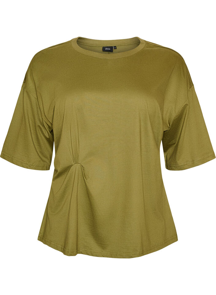 T-shirt met gedrapeerd detail, Groen, Packshot image number 0