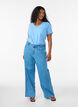 Basic t-shirt in effen kleur met katoen, Blauw, Model image number 1