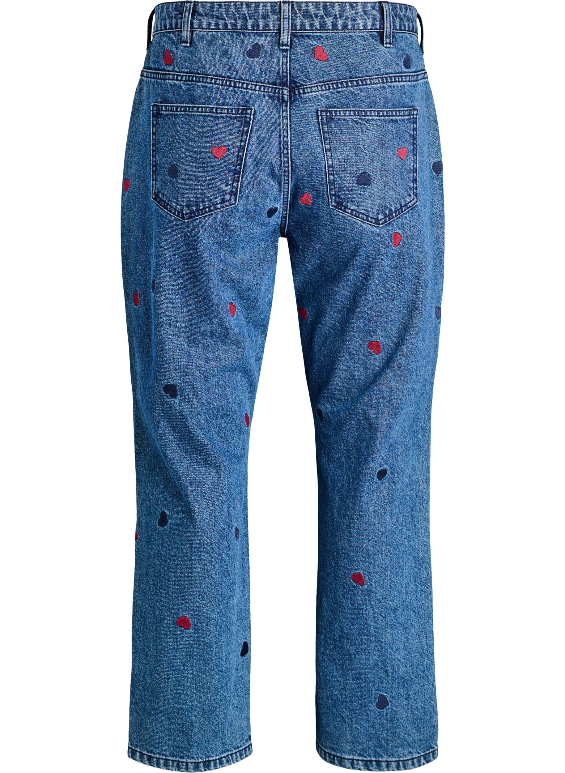 Zizzi High waist Gemma jeans met geborduurde details, Blauw, Packshot image number 1