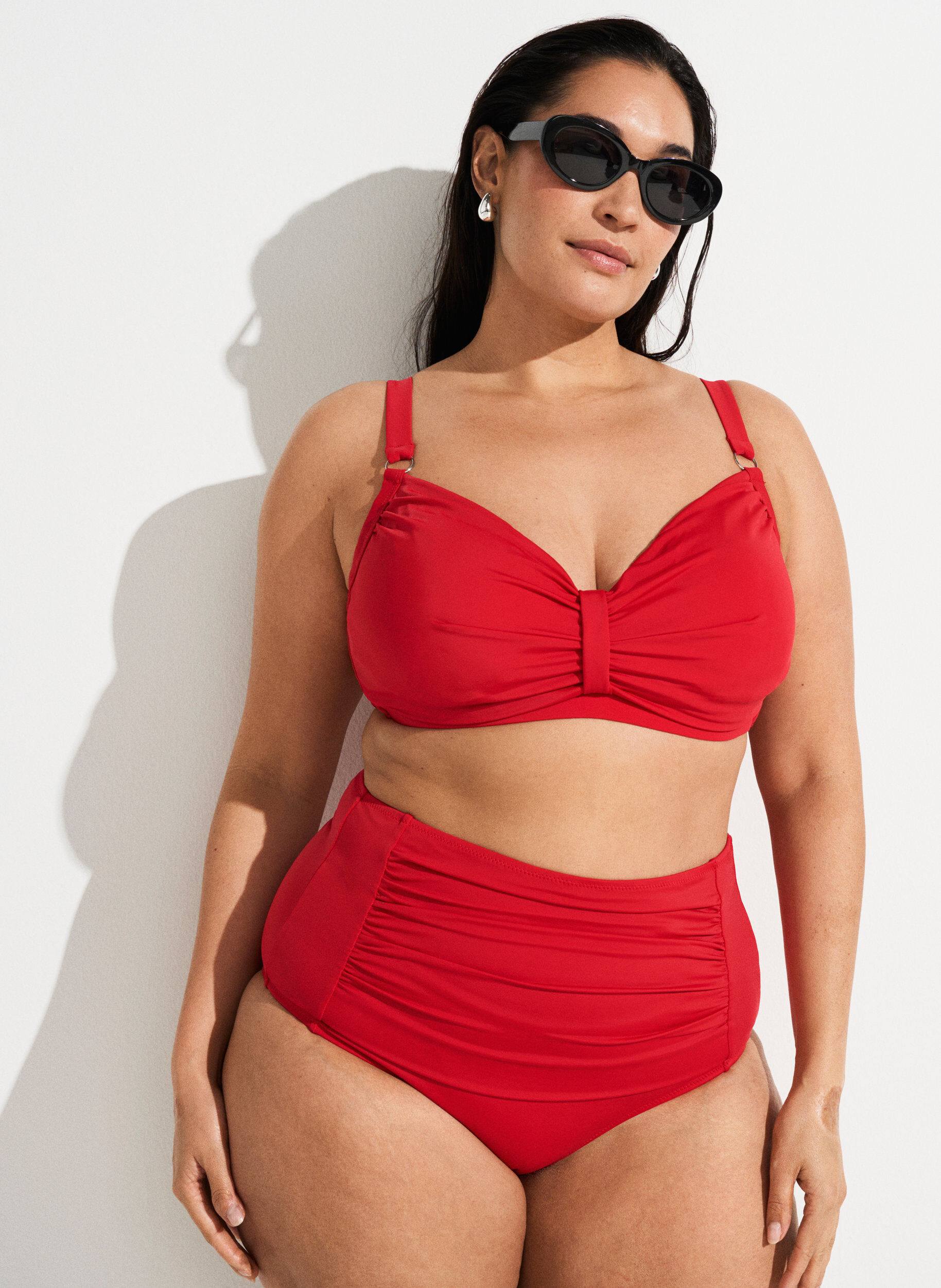 ZizziBikinibroekjes met hoge taille, Rood, Image image number 0