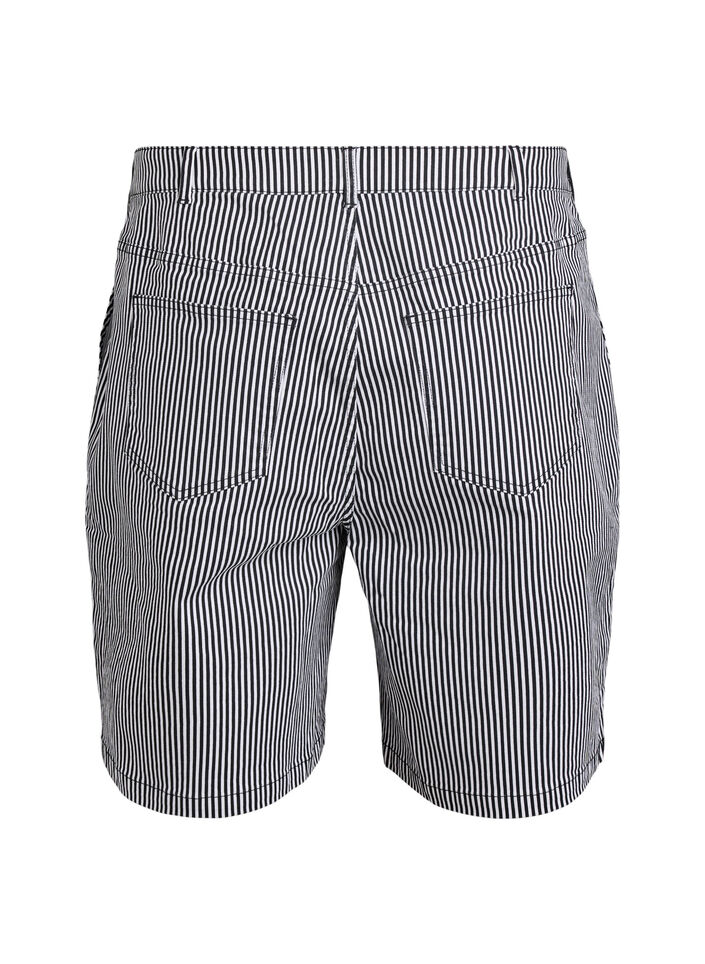 Gestreepte bermudashorts met hoge taille, Zwart, Packshot image number 1