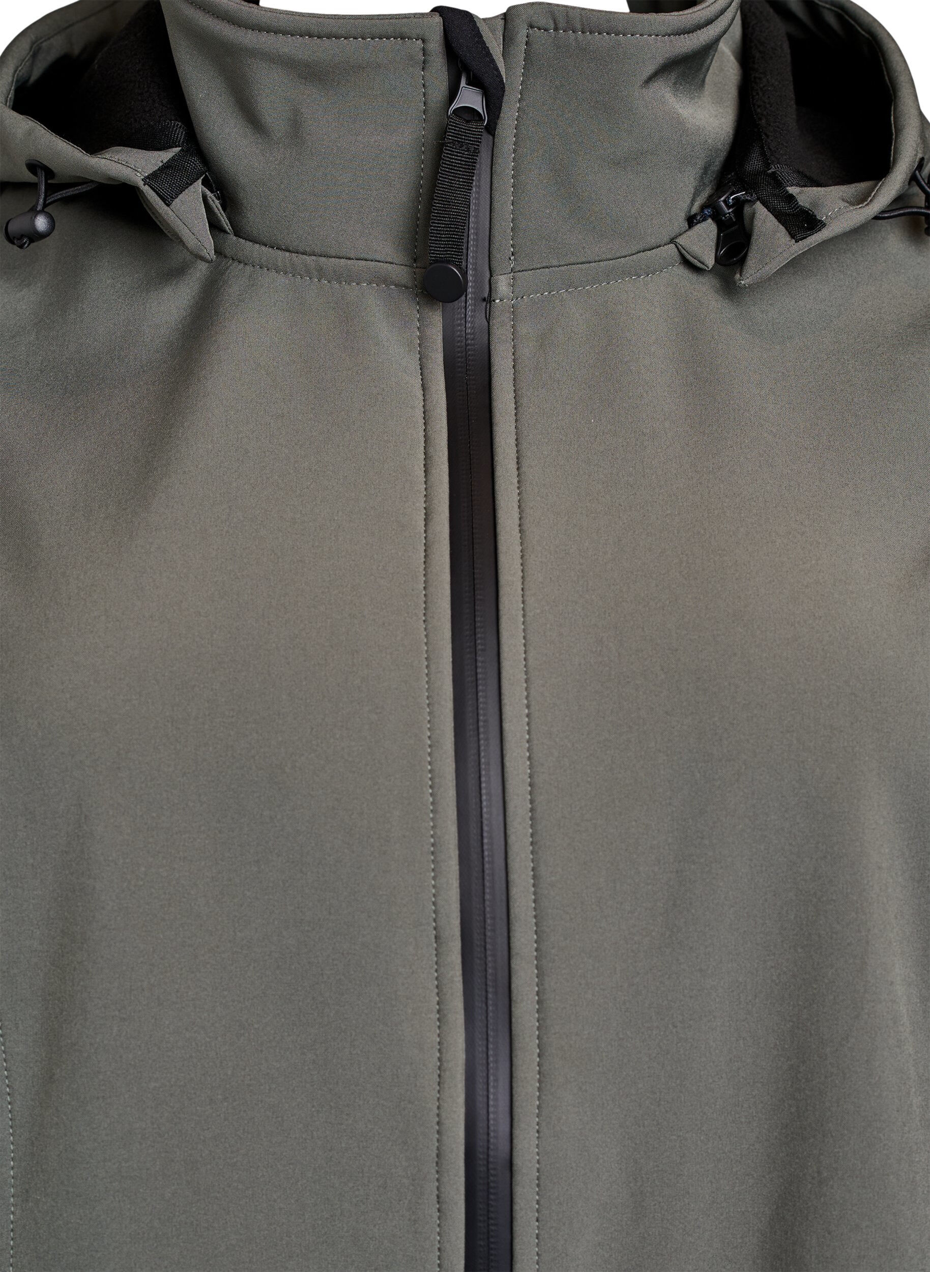Zizzi Korte softshell jas met afneembare capuchon, Grijs, Packshot image number 2