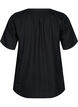 Viscose blouse met korte mouwen en v-hals, Black, Packshot image number 1