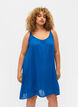 Effen viscose jurk met bandjes, Blauw, Model image number 0