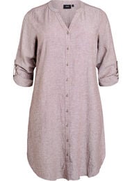 Lange shirt in linnen en viscose, Bruin