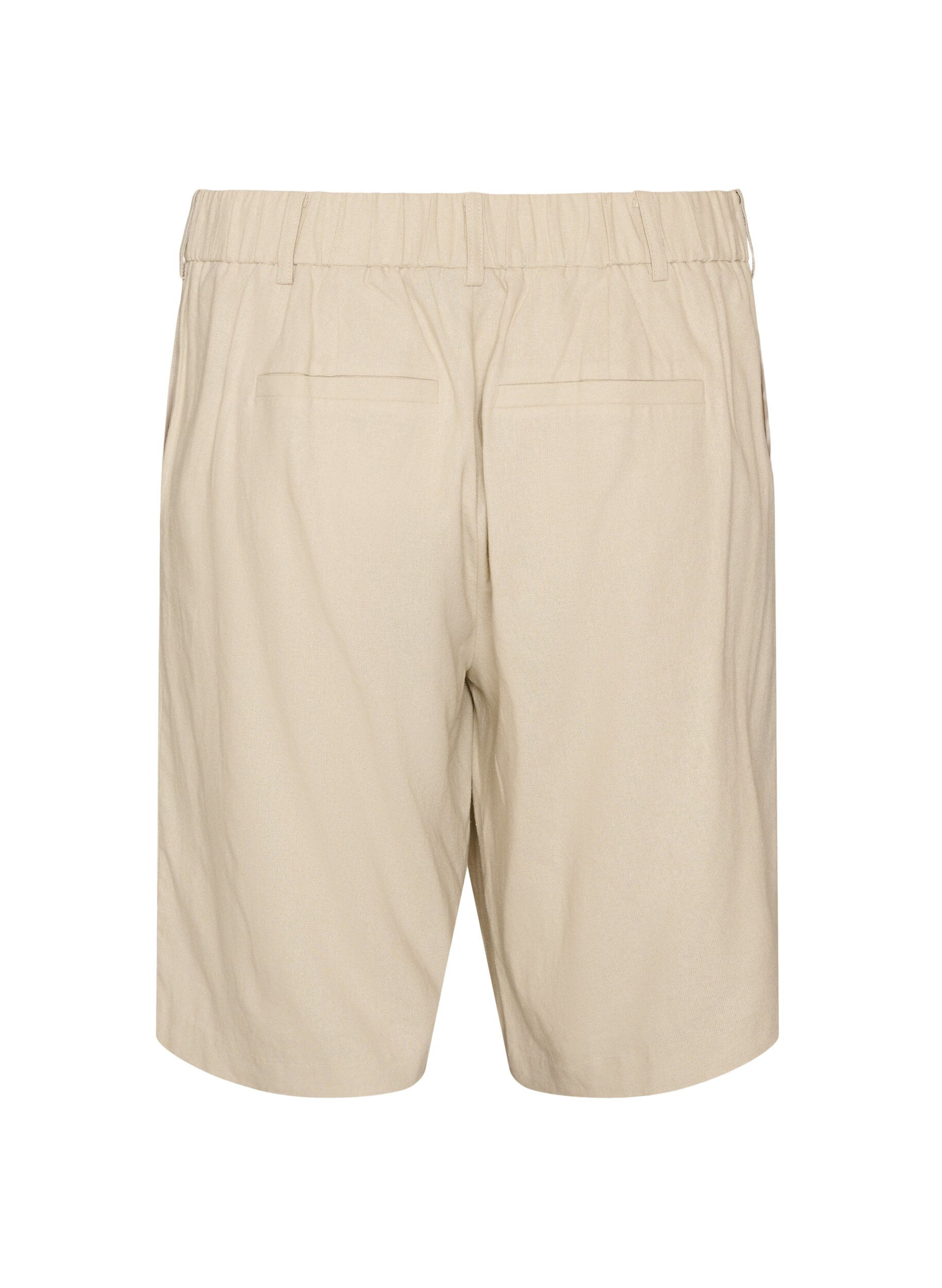 ZizziBermuda shorts met hoge taille in linnen en viscose, Beige, Packshot image number 1