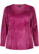 Velour blouse met V-hals, Boysenberry, Packshot image number 0