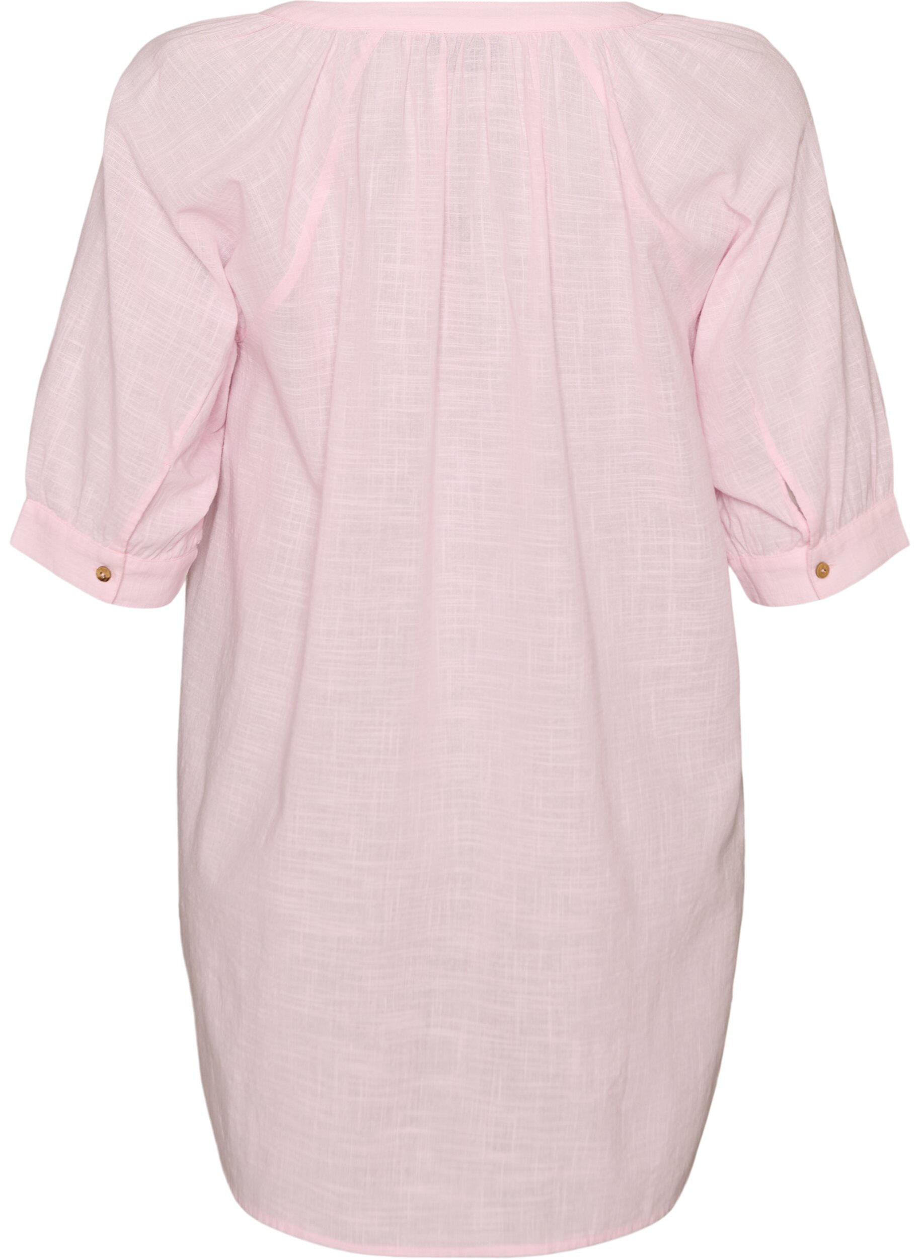 ZizziKatoenen tuniek met V-hals, Roze, Packshot image number 1