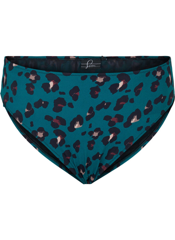 Bikinibroekje met hoge taille, Teal Leopard, Packshot image number 0