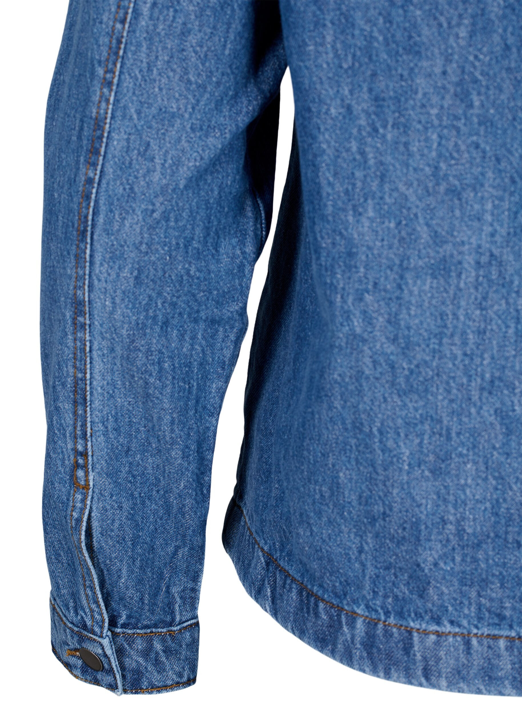 Zizzi Denim overhemdjasje met zakken, Blue Denim, Packshot image number 4