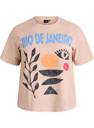 Katoenen T-shirt met print aan de voorkant, Beige