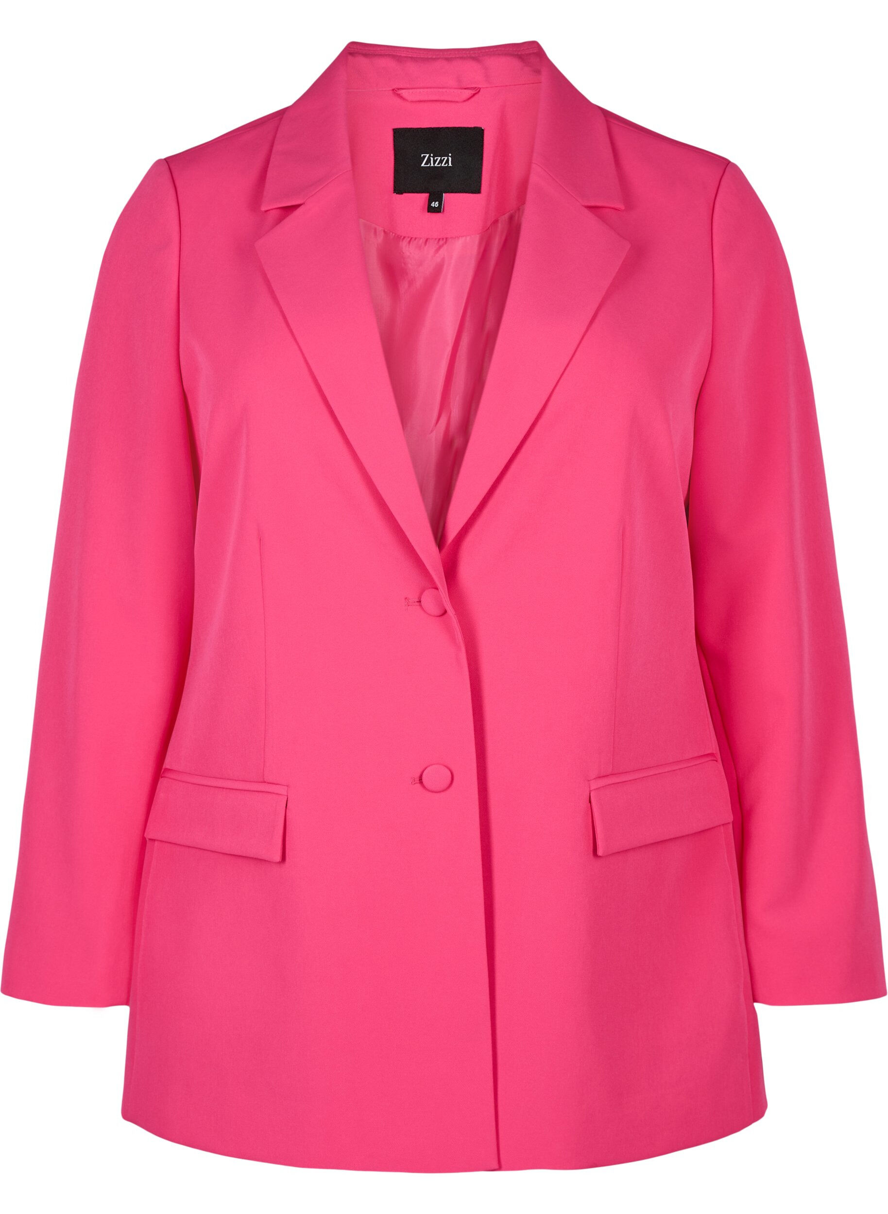 Zizzi Klassieke blazer met knoopsluiting, Pink Yarrow, Packshot image number 0