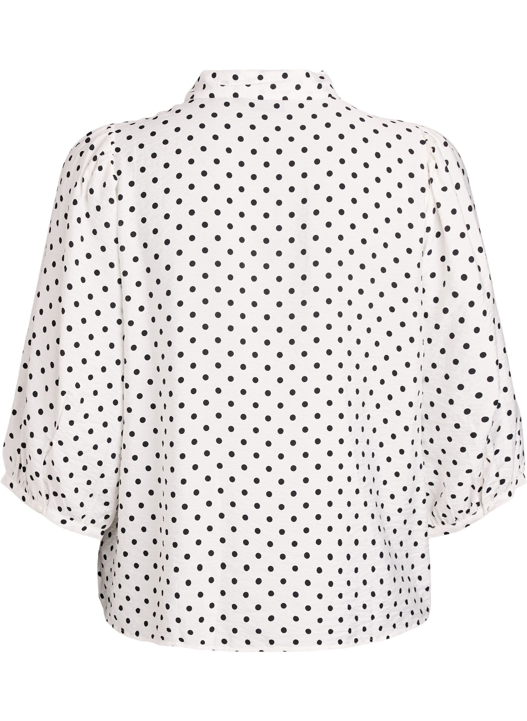 Zizzi Shirt met stippenpatroon en 3/4 mouwen, Wit, Packshot image number 1