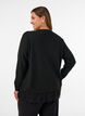 Cardigan met brede kanten zoom, Zwart, Model image number 2