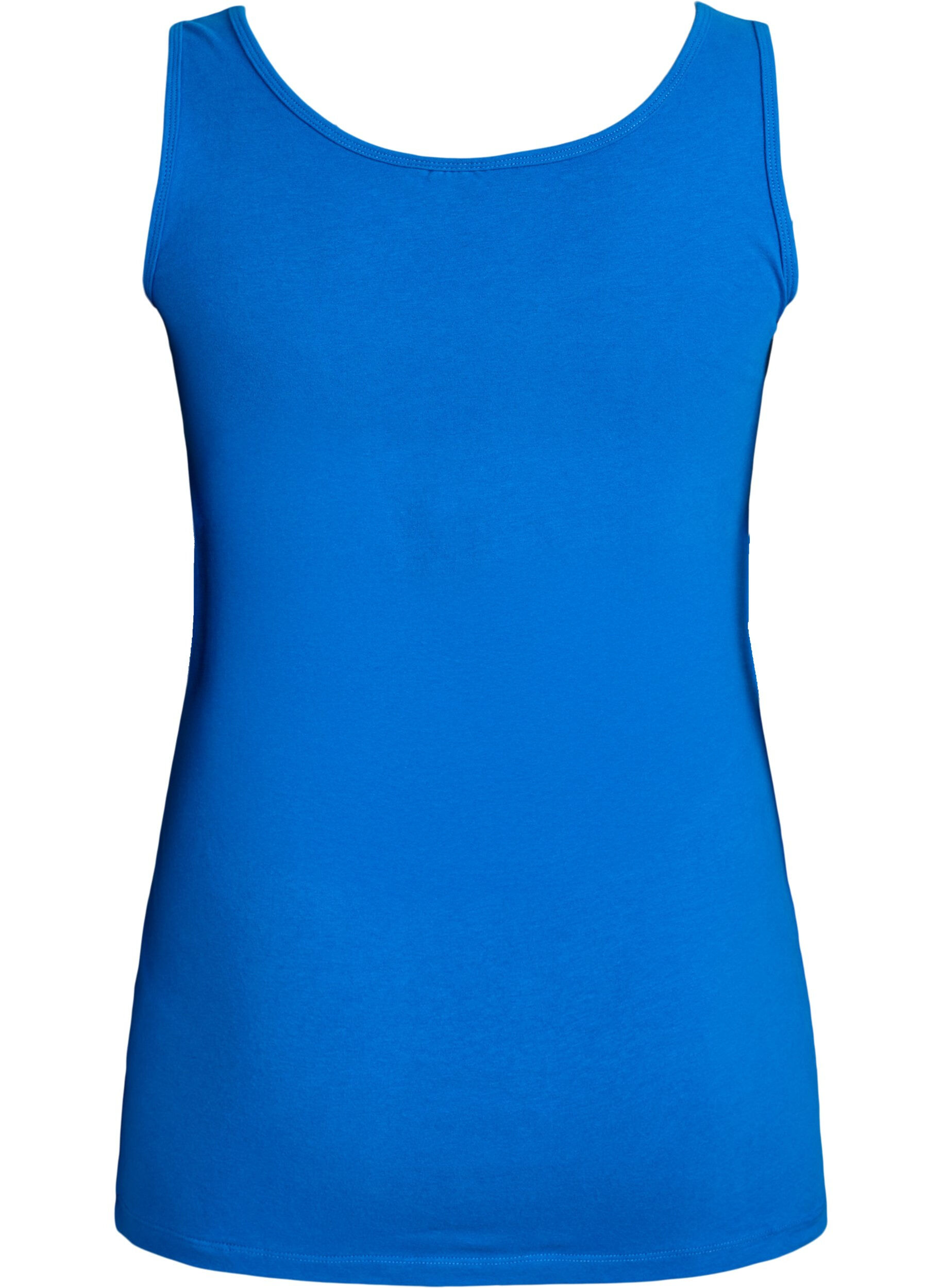ZizziSolide kleur basis top in katoen, Blauw, Packshot image number 1