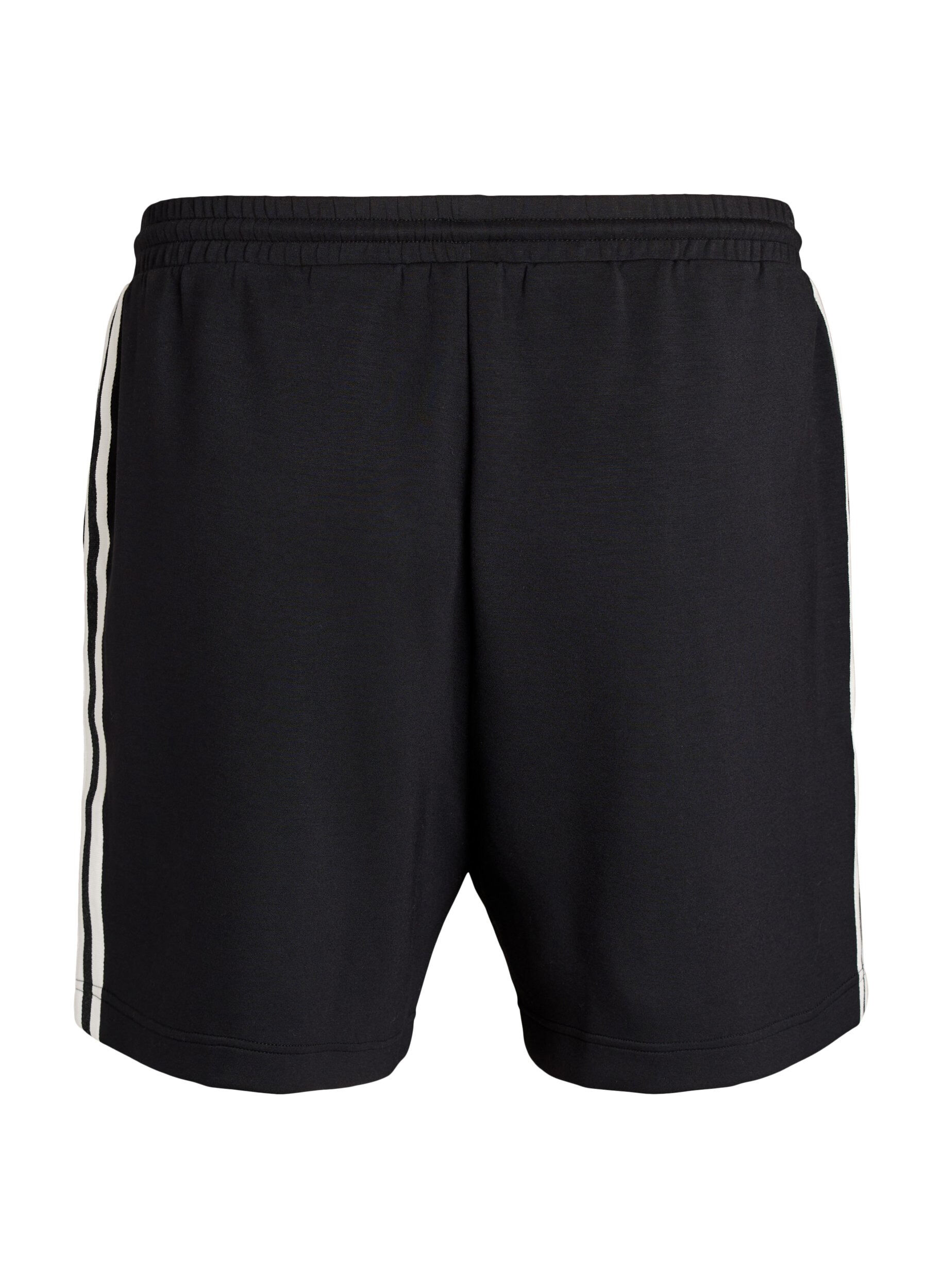 Zizzi High waist shorts met streepdessin details, Zwart, Packshot image number 1