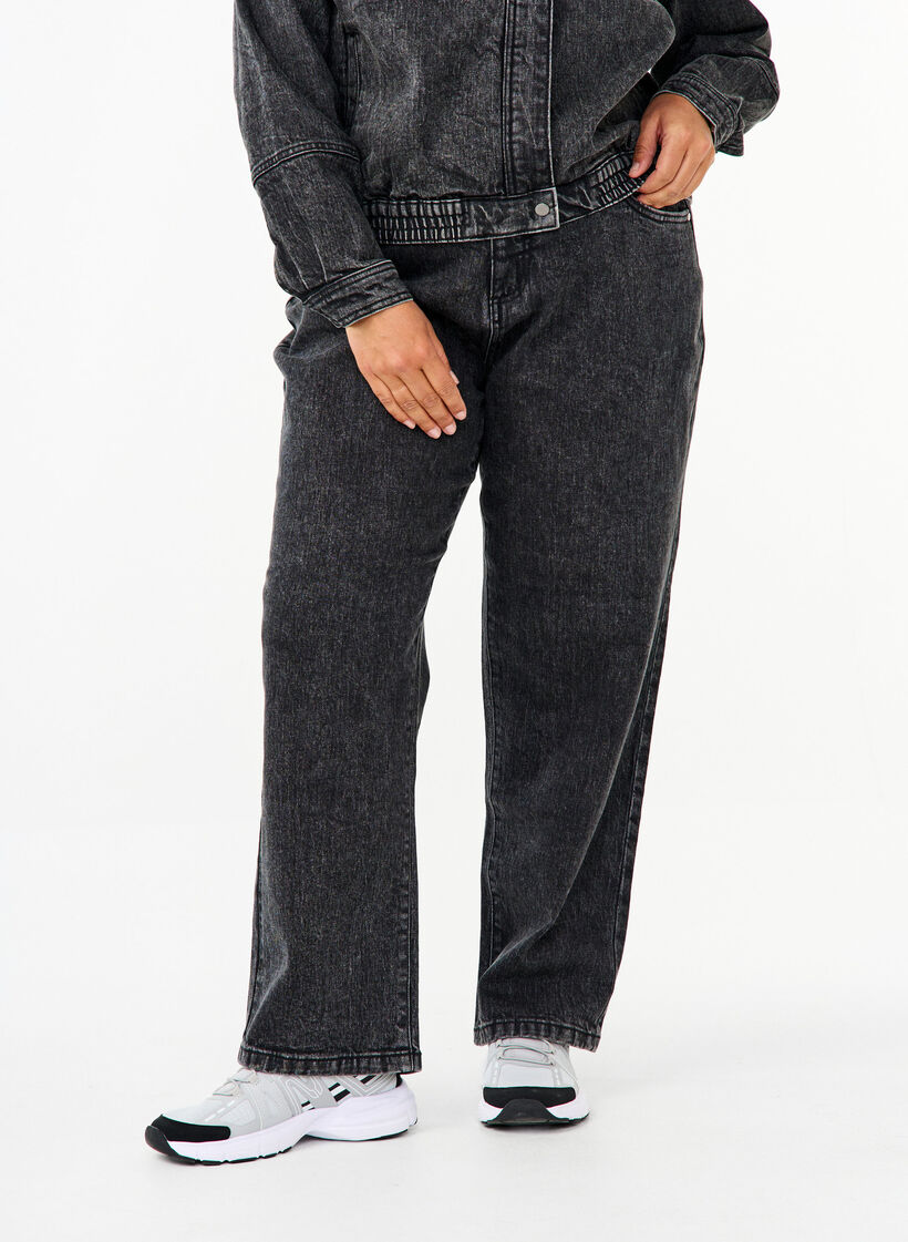 Losse jeans met gekorte lengte, Grijs, Model image number 2