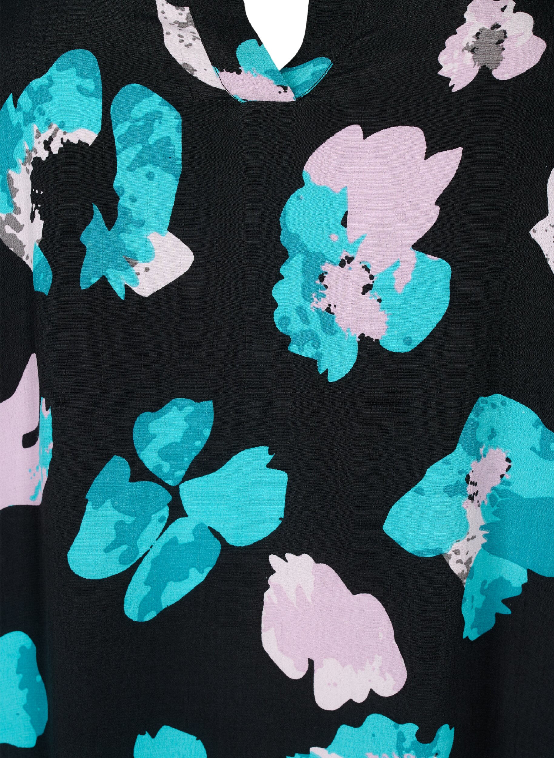Zizzi Viscose blouse met print en lange mouw, Blue AOP, Packshot image number 2