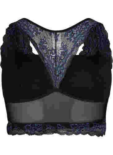 Beha met kant en mesh, Black w. blue lace, Packshot image number 1