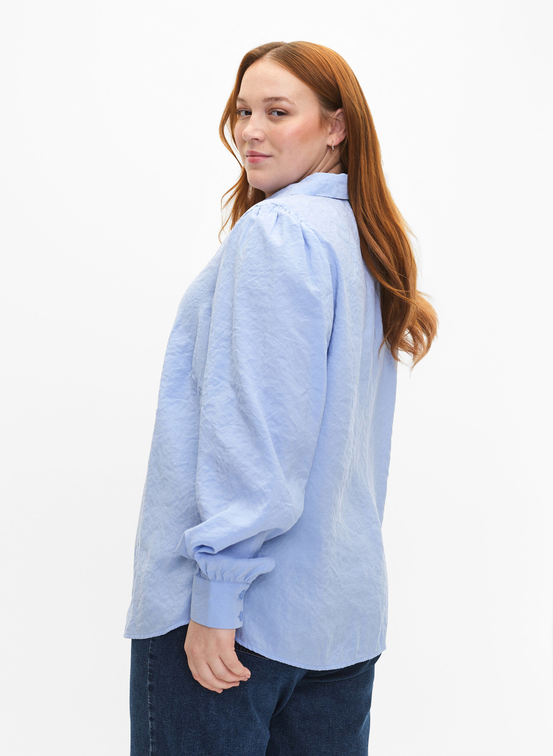 Zizzi Shirt met lange mouwen van Tencel &trade; Modal, Serenity, Model image number 1