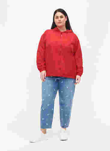 Korte jas met capuchon en verstelbare onderkant, Tango Red, Model image number 2