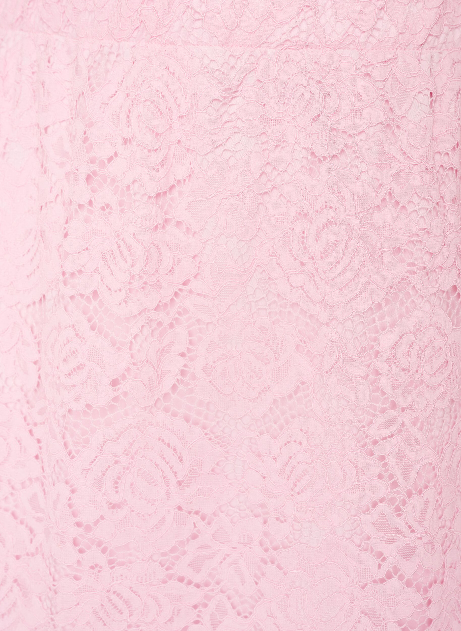 ZizziKanten midirok met een elastische tailleband, Roze, Packshot image number 2