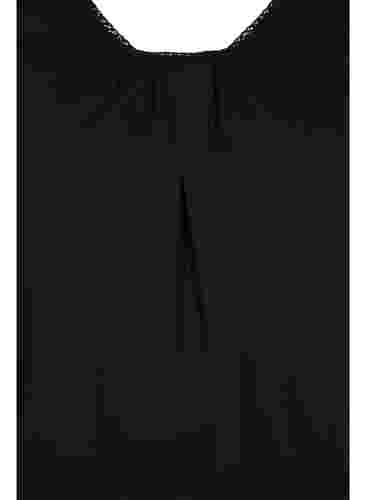 Katoenen top met ronde hals en kanten rand, Black, Packshot image number 2
